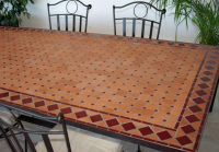 Table jardin mosaïque en fer forgé Table jardin mosaique rectangle 200cm Terre cuite et losanges en Céramique Rouge