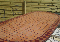 Table jardin mosaïque en fer forgé Table jardin mosaique ovale 160cm Terre cuite et ses losanges Rouge